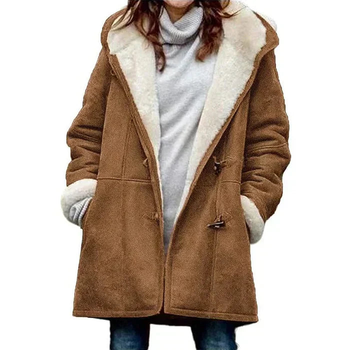 Damen - Fleecejacke - Leichtes Design - Integrierte Kapuze - Winter Style mit Kapuze