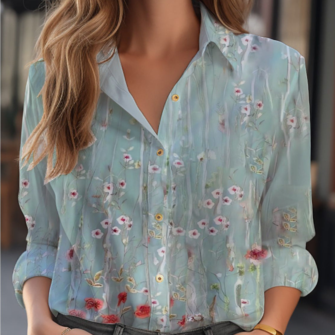 Damen - Bluse mit Blumenmuster - Polyester - Leicht & Stylisch - Ideal für den Frühling - Trendy und Bequem