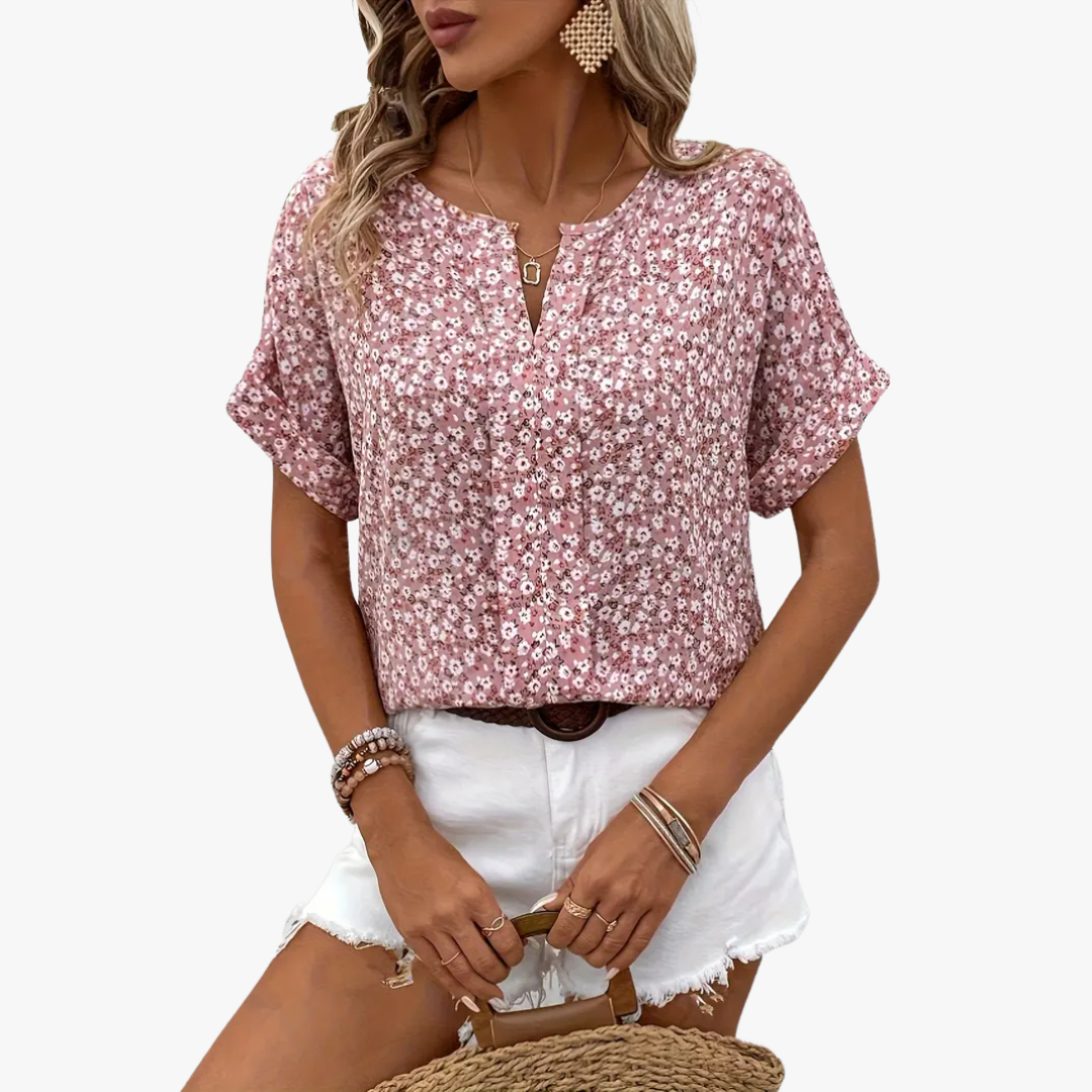 Damen - Vintage Bluse - Baumwoll-Polyester - Blumendruck - Eleganter Stil für jeden Anlass