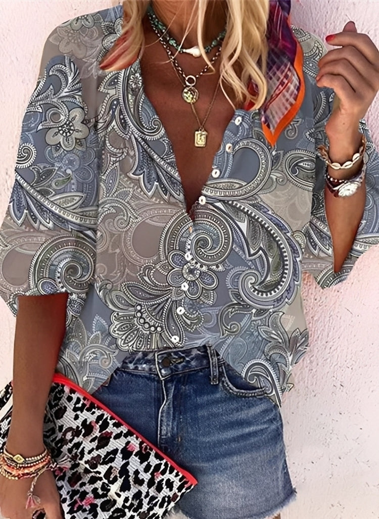 Kristina - Lebhafte, weit geschnittene Damenbluse