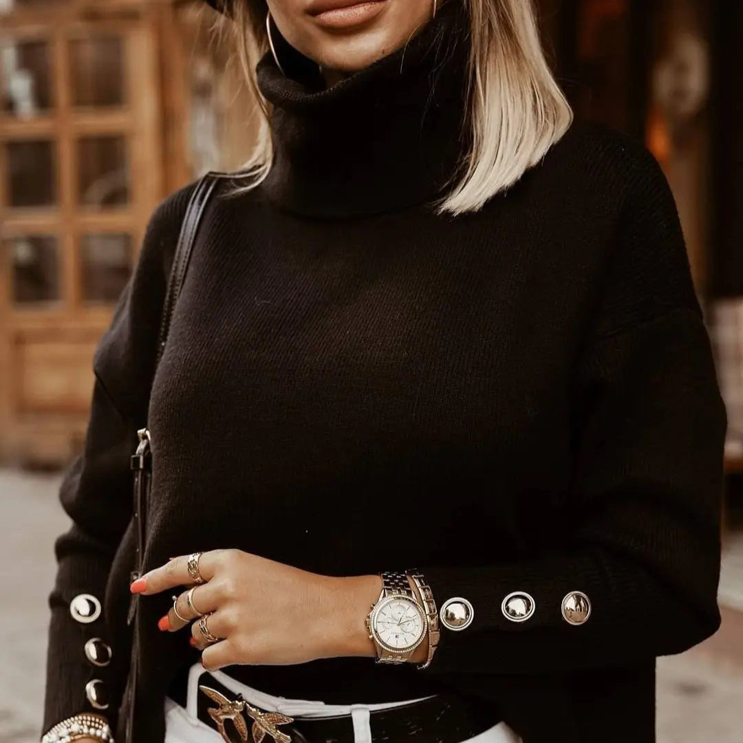 Damen - Strickpullover mit Rollkragen - Weichem Stoff - Bequemer Stil für jede Gelegenheit