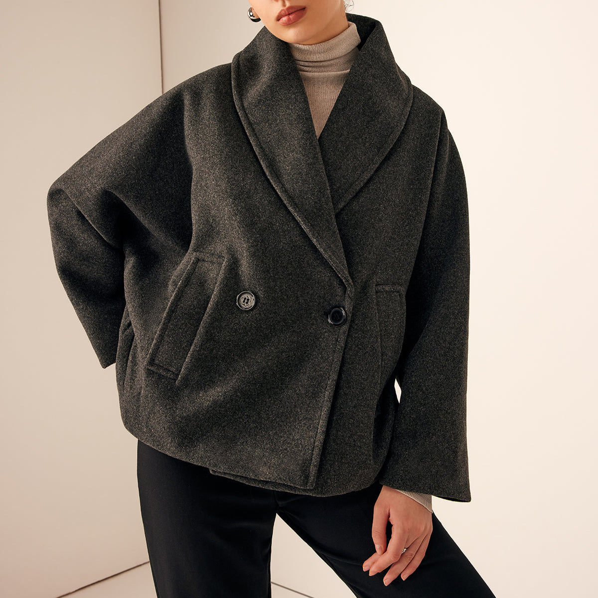Damen - Klassischer Tweed Mantel - Kurzer Stil - Eleganter und zeitloser Look für jede Gelegenheit