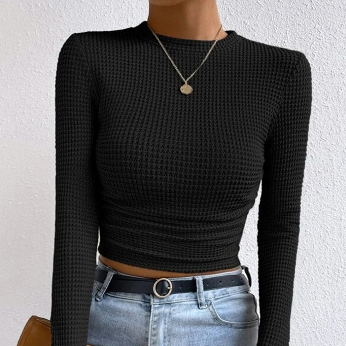 Damen - Schlanker Pullover - Waffelstrickmuster - Stilvoller Look für jeden Anlass
