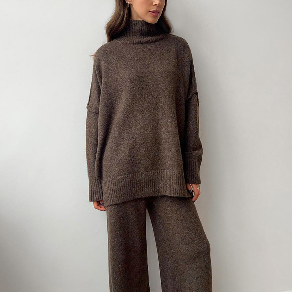 Damen - Rollkragenpullover Set - Kuscheligem Stoff - Perfekt für stilvolle - Warme Looks