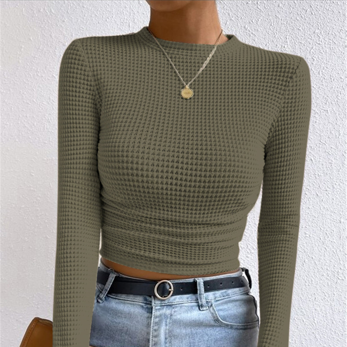 Damen - Schlanker Pullover - Waffelstrickmuster - Stilvoller Look für jeden Anlass