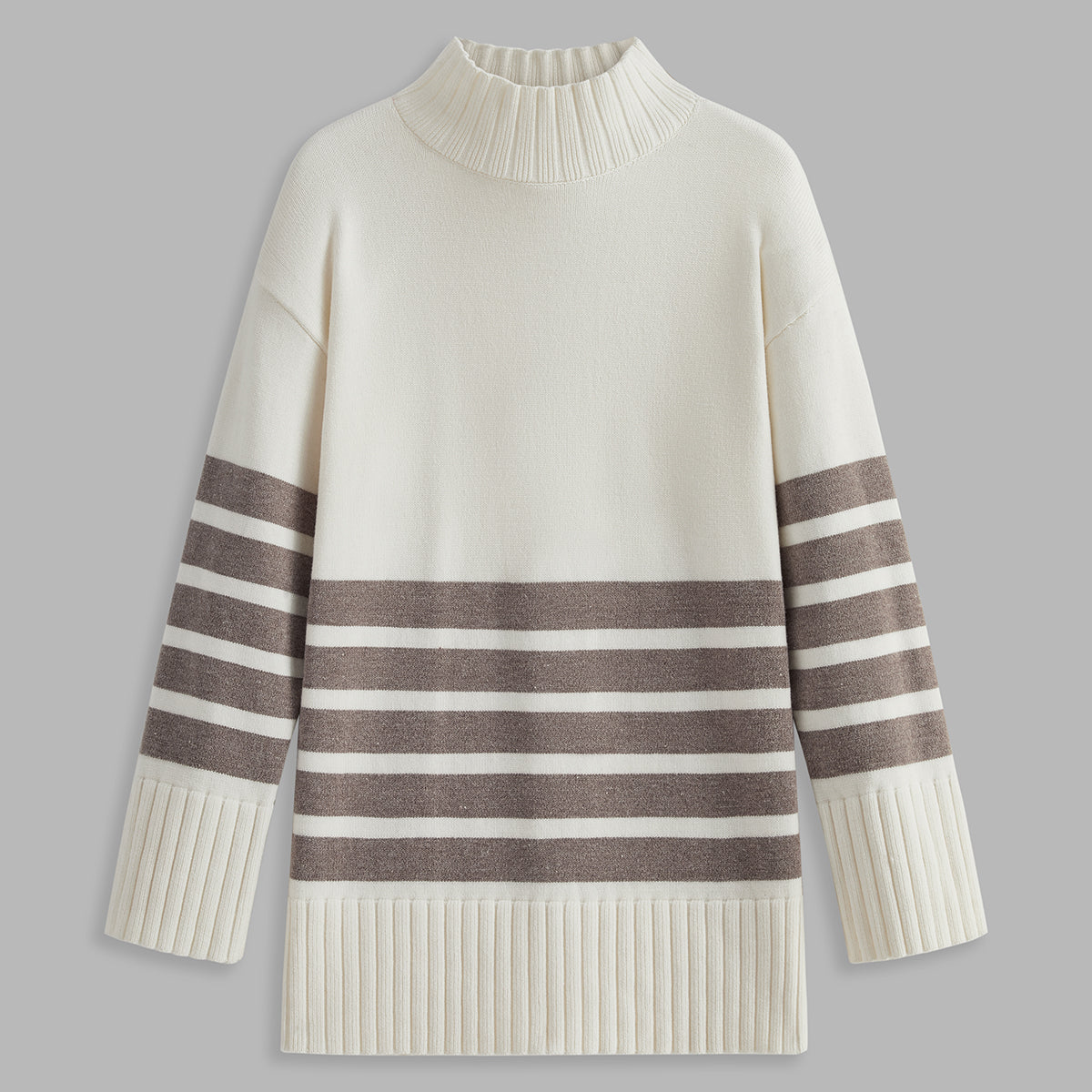 Damen - Streifen Pullover - Rundhalsausschnitt - Modischer Stil für jeden Anlass