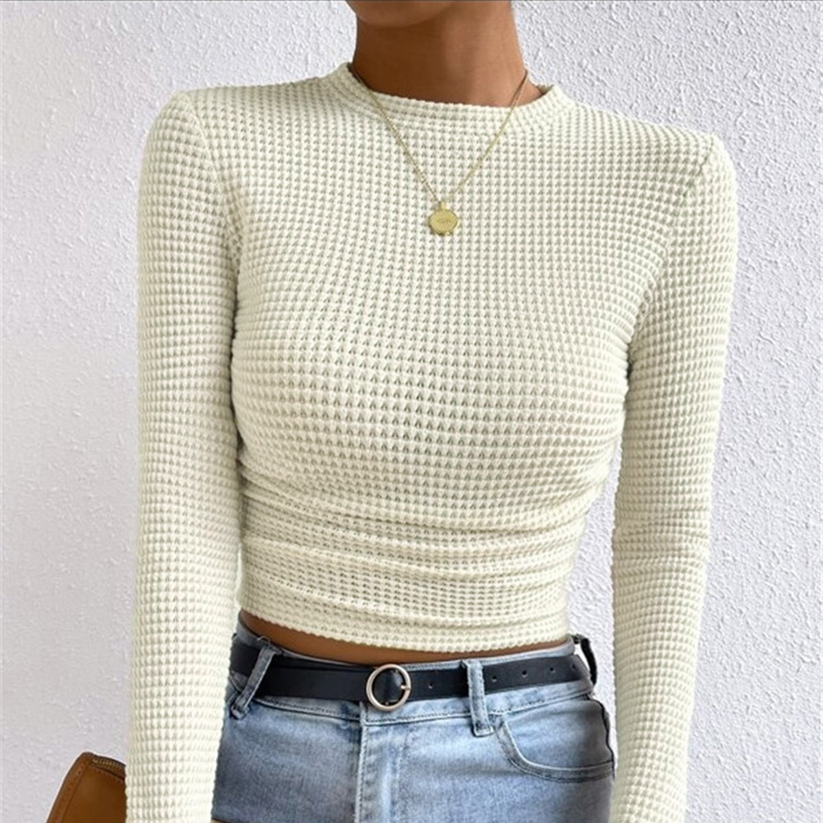 Damen - Schlanker Pullover - Waffelstrickmuster - Stilvoller Look für jeden Anlass