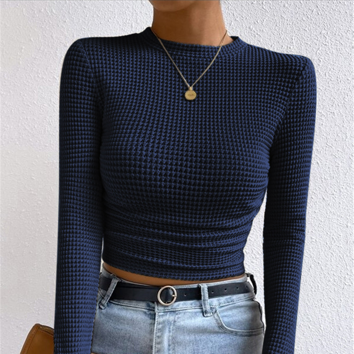 Damen - Schlanker Pullover - Waffelstrickmuster - Stilvoller Look für jeden Anlass