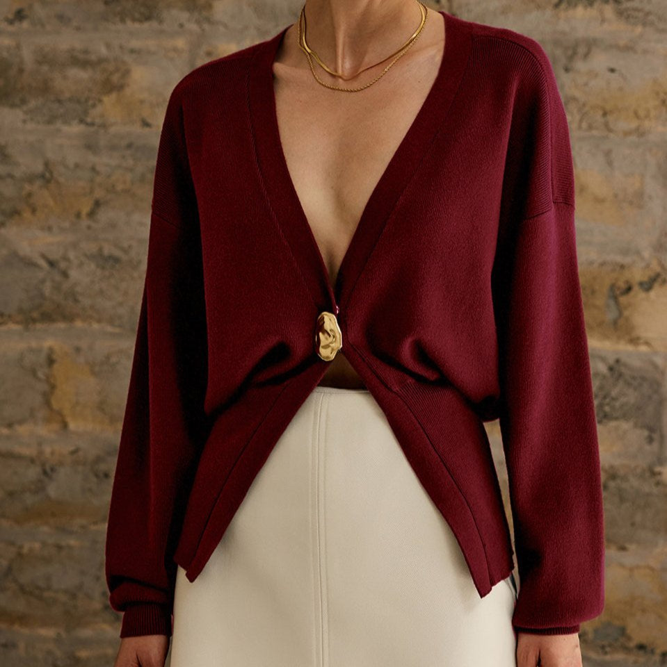 Damen - Elegante Strickjacke - Weicher Stoff mit Knopfverschluss - Stilvoll und vielseitig für jede Gelegenheit