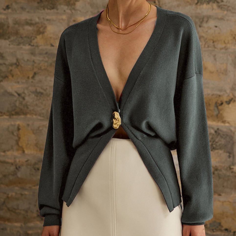 Damen - Elegante Strickjacke - Weicher Stoff mit Knopfverschluss - Stilvoll und vielseitig für jede Gelegenheit
