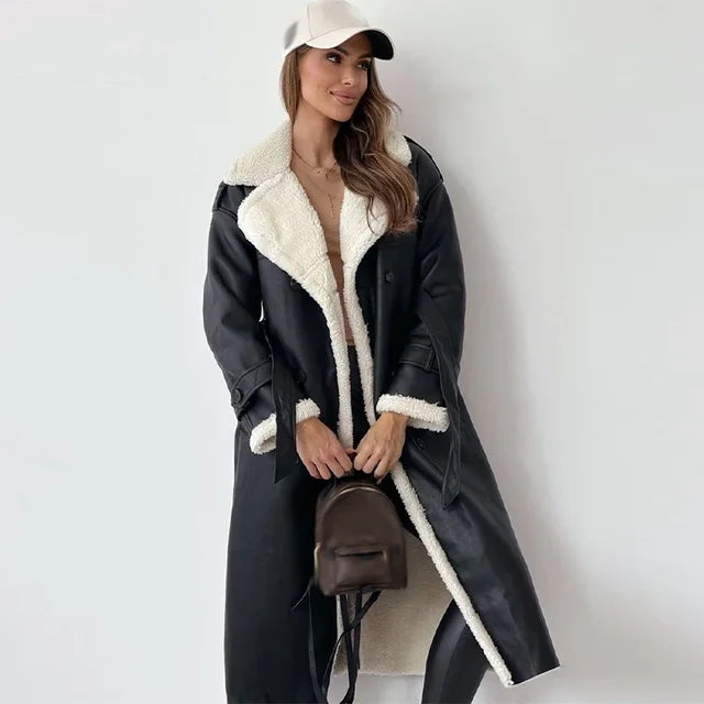 Damen - Langer Wintermantel - Gemütlicher Button Down Stil - Perfekt für Komfort bei kaltem Wetter