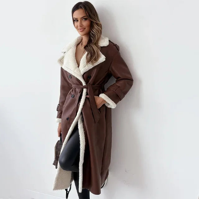 Damen - Langer Wintermantel - Gemütlicher Button Down Stil - Perfekt für Komfort bei kaltem Wetter