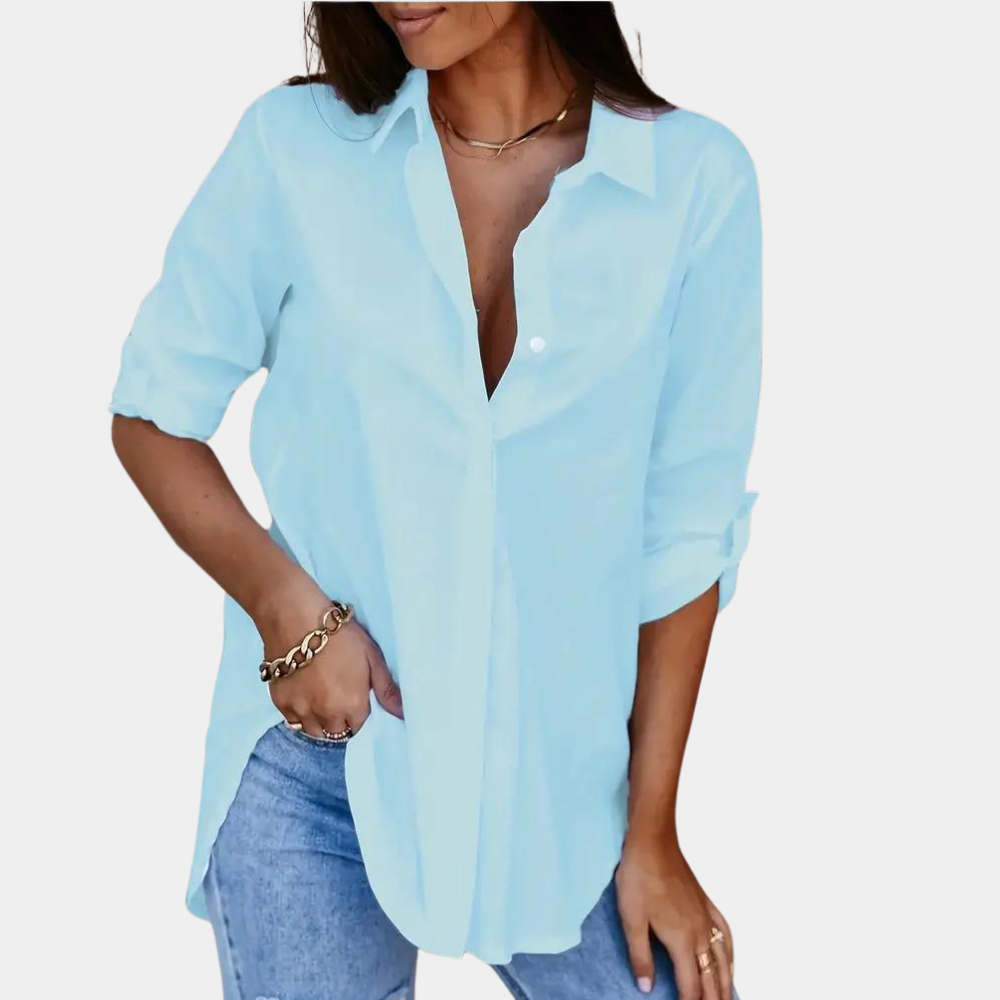 Damen - Langärmelige Bluse - Weicher Stoff - Klassisches Hemd für jeden Anlass, zeitloser Stil