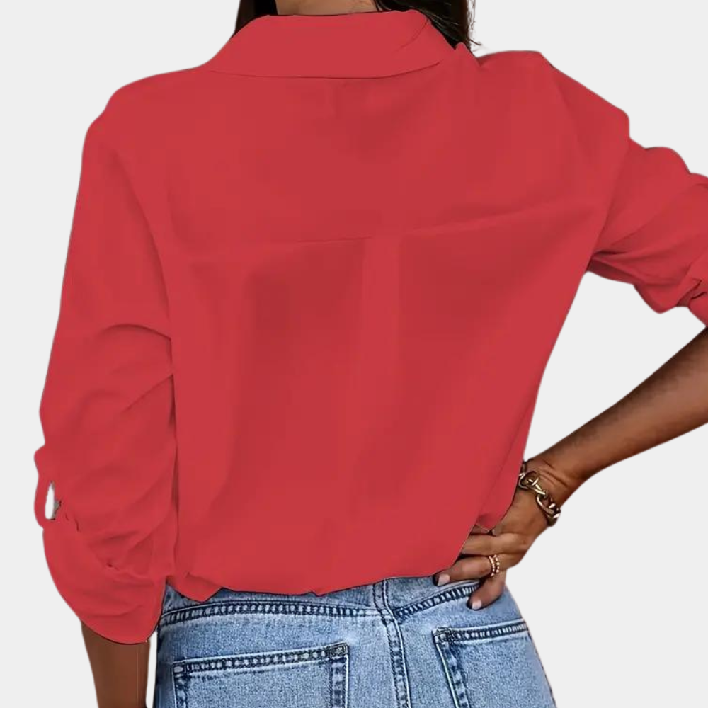 Damen - Langärmelige Bluse - Weicher Stoff - Klassisches Hemd für jeden Anlass, zeitloser Stil