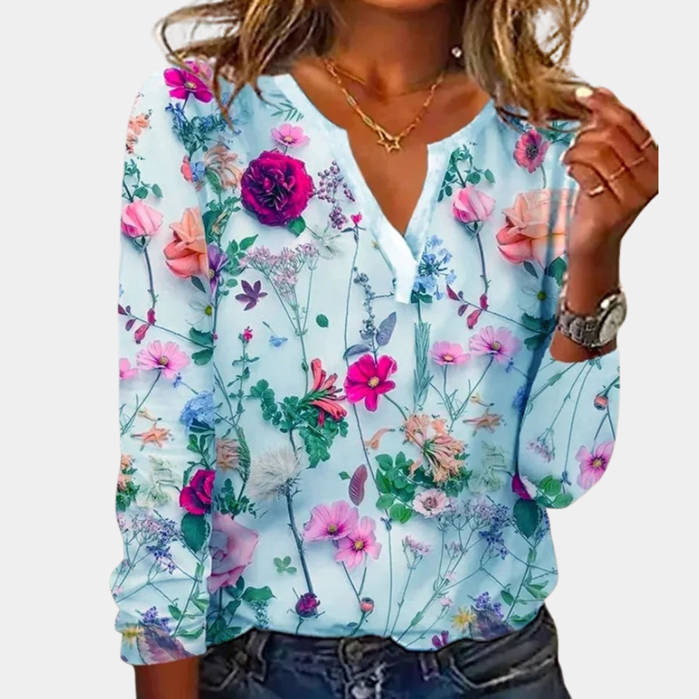 Damen - Blumen Bluse - Atmungsaktivem Material - Leichtes, lässiges Sommer-Top - Stylisch und Bequem für jeden Anlass