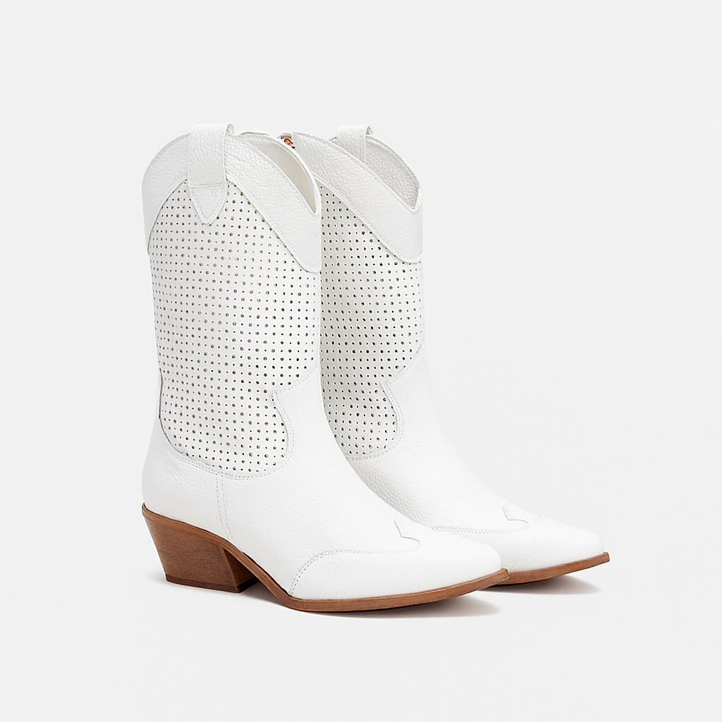 Damen - Stilvolle Cowboy-Stiefel - Kunstleder - Atmungsaktives Design mit Reißverschluss - Schuhe für jeden Anlass