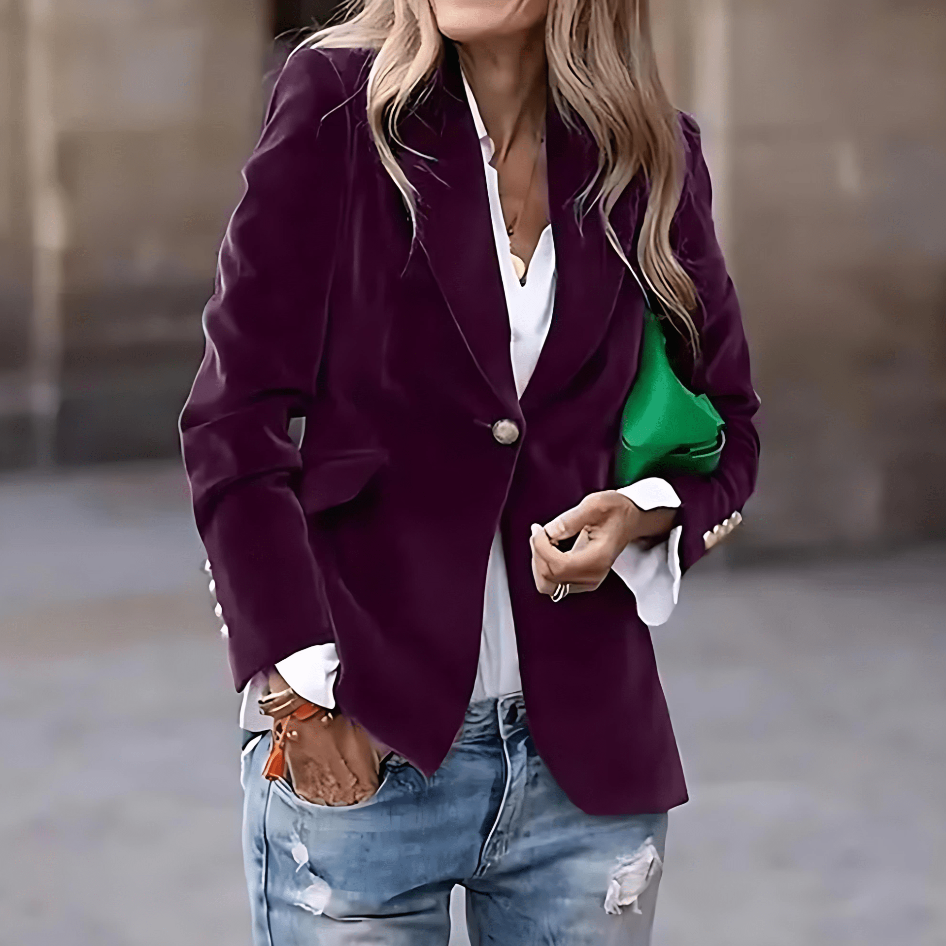 Damen - Blazer - Samt - Eleganter Stil mit goldenen Knöpfen - Perfekt für besondere Anlässe