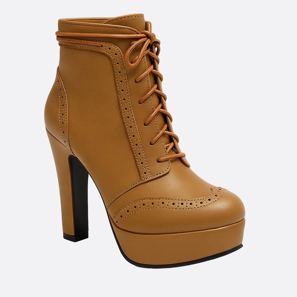 Damen - Brogue-Stiefeletten - Wildleder - Flügelspitze - Klobiger Absatz für einen stilvollen Look