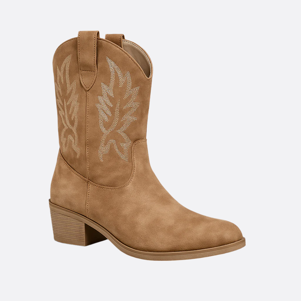 Damen - Cowboystiefel - Leder - Schlupfdesign - Stilvolle Western Nähte für den perfekten Look