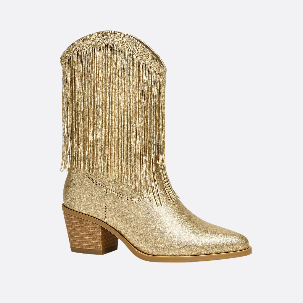 Damen - Cowboystiefel - Mit Pailletten- und Fransendesign - Modischer Western-Stil für jeden Anlass
