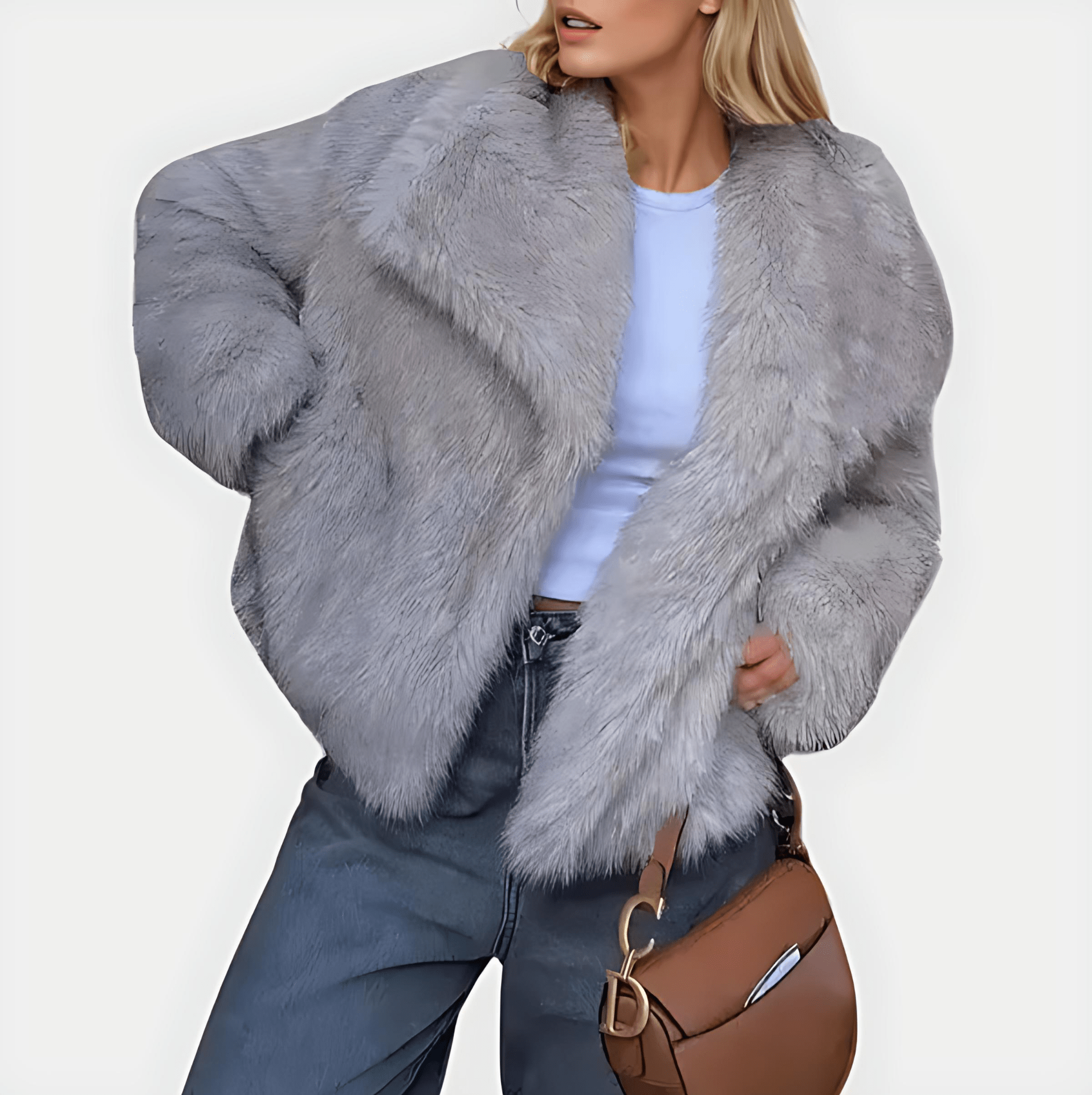 Damen - Elegante Kunstfell Jacke - Kuscheliger Stil für kalte Tage - Modischer Begleiter