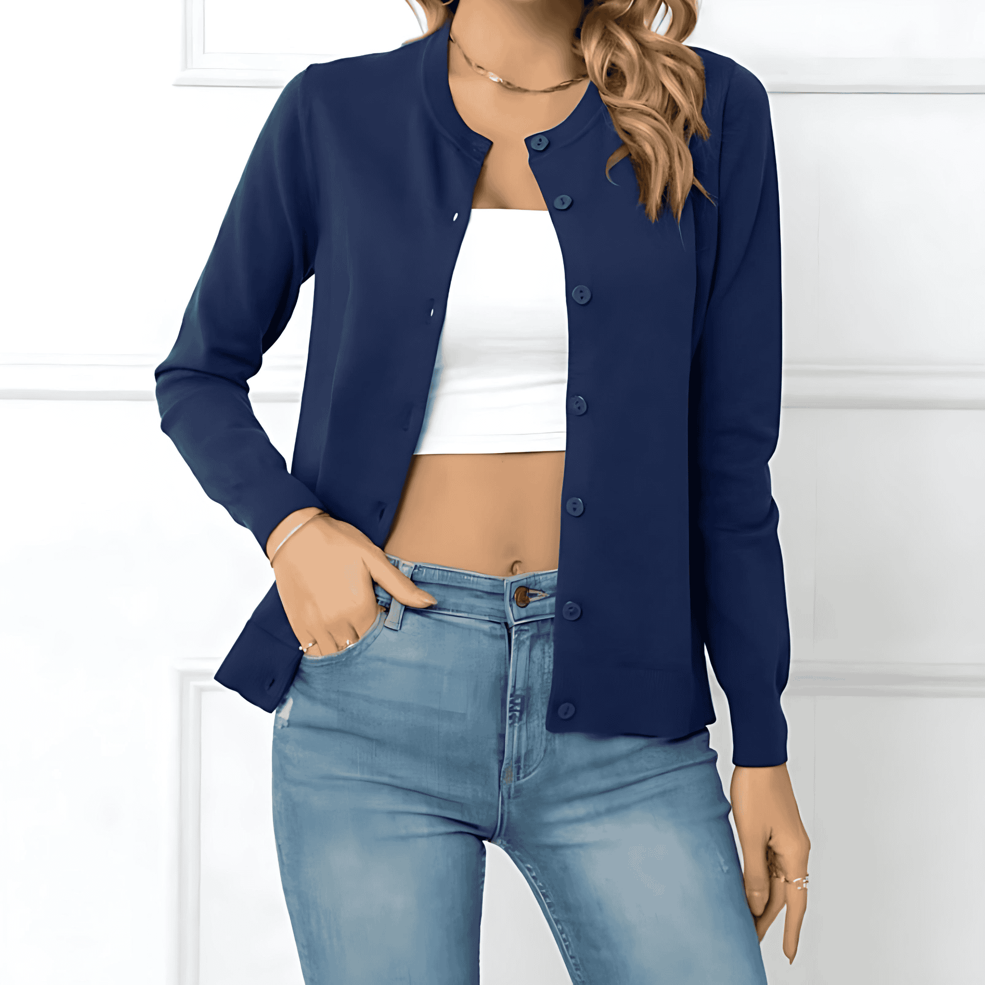 Damen - Elegante Strickjacke - Feinen Knöpfen - Stilvoller Look für jeden Anlass