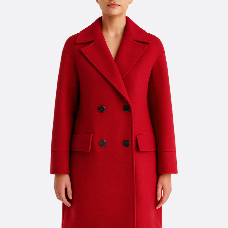 Damen - Eleganter Mantel - Warmer Zweireiher - Hochwertigem Material - Stilvoll für jede Gelegenheit