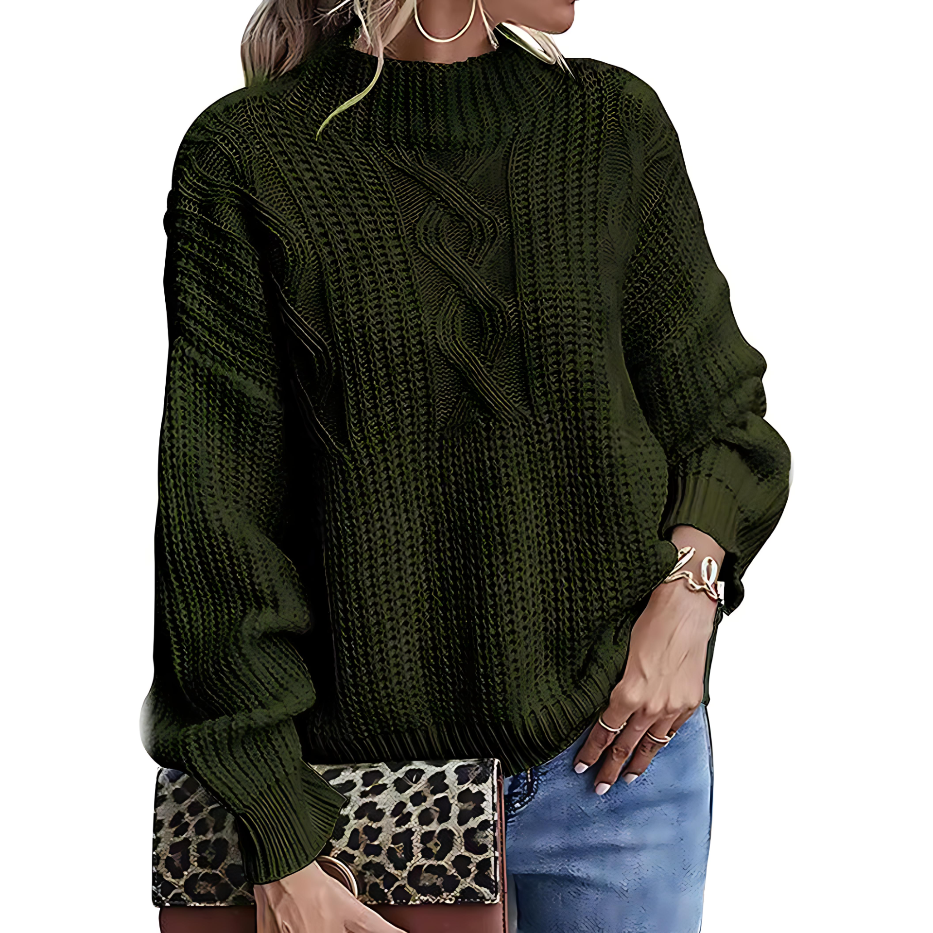 Damen - Eleganter Zopfstrick Pullover - Moderner Stil - Bequeme Passform - Ideal für jeden Anlass
