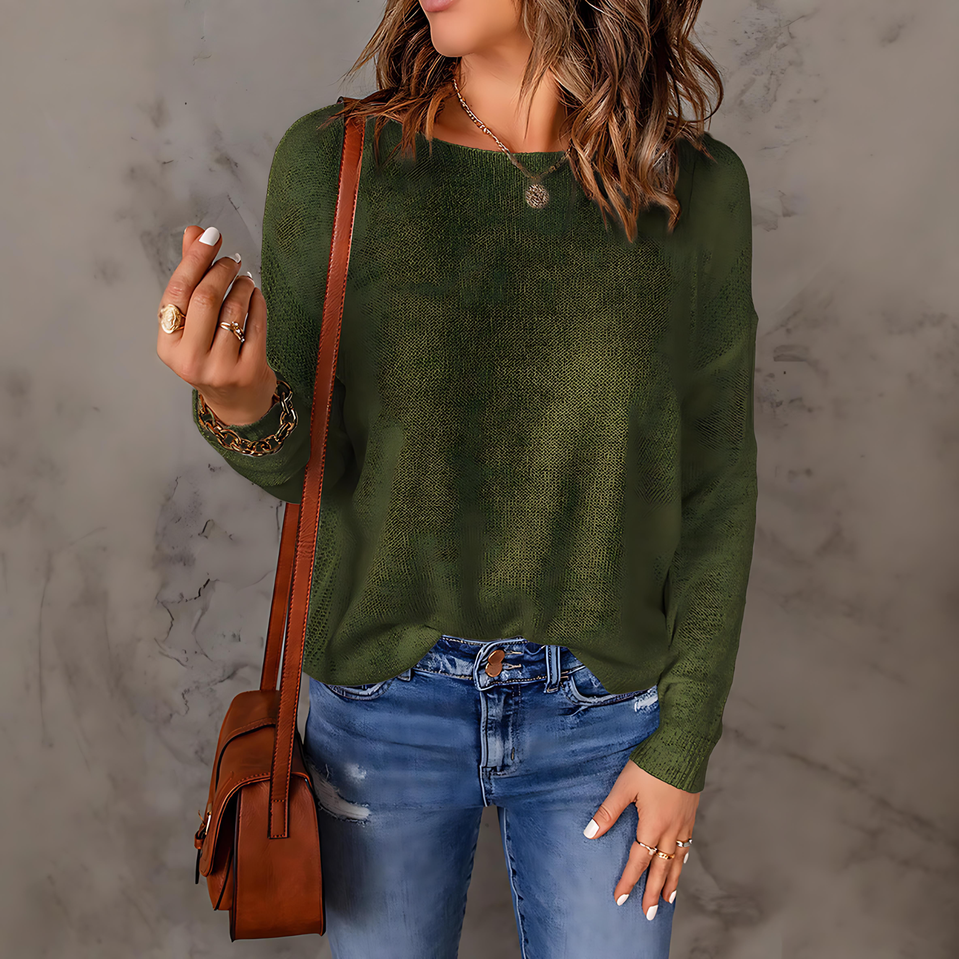 Damen - Eleganter lässiger Strickpullover - Weit geschnitten - Perfekt für jeden Anlass