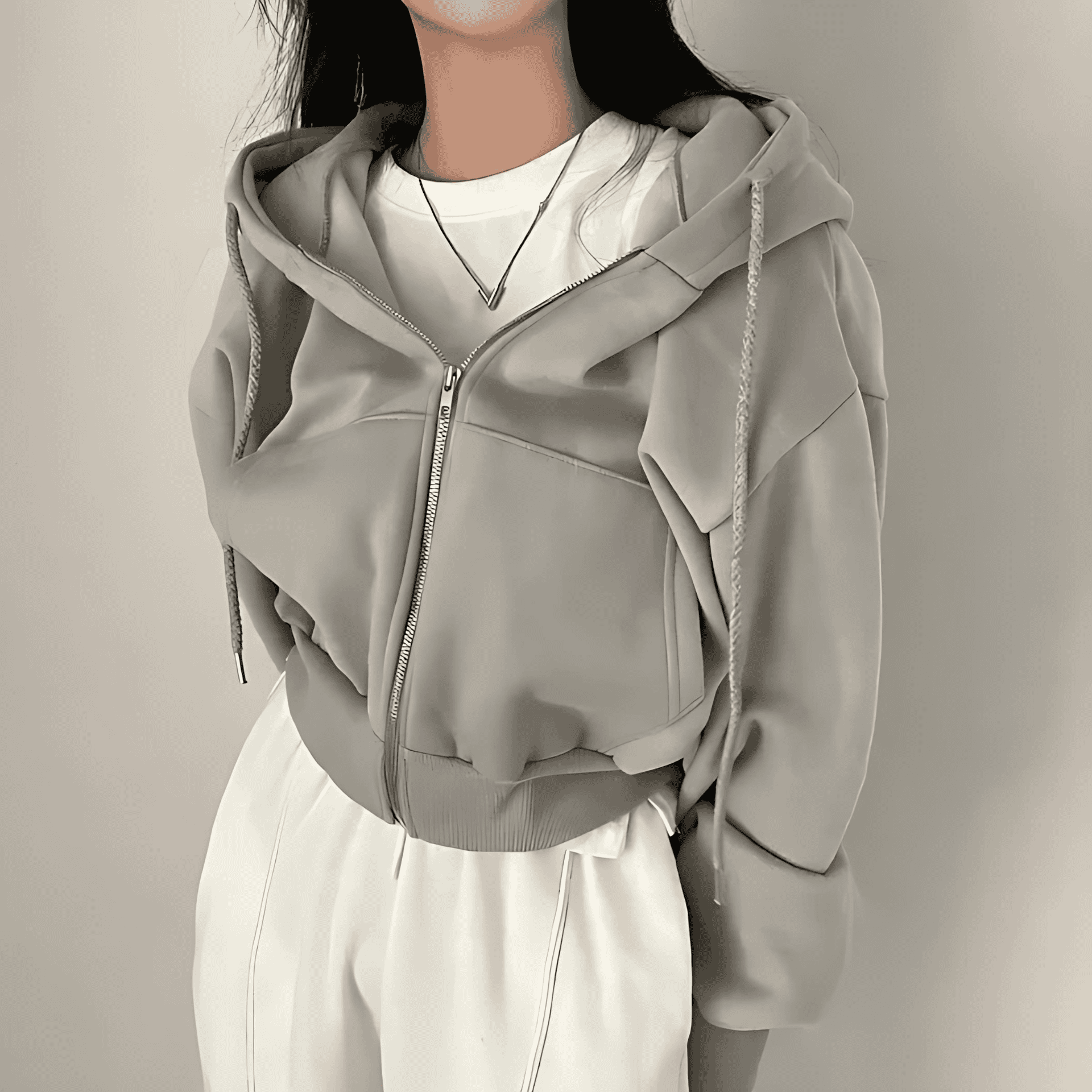 Damen - Fleece Kapuzenpullover - Übergroß - Reißverschluss - Bequem und Weich für Kühle Tage