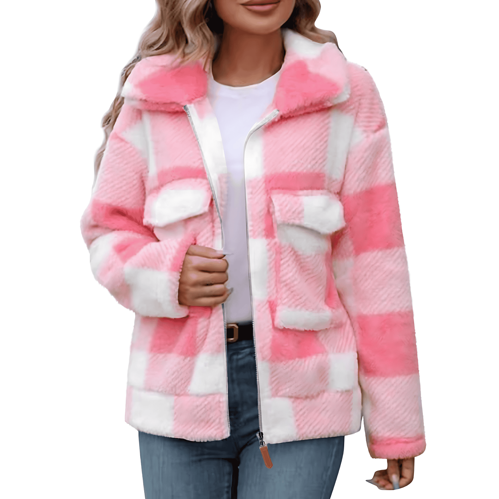 Damen - Fleecejacke - Karomuster - Weich, Bequem und Stylisch - Perfekt für den Alltag