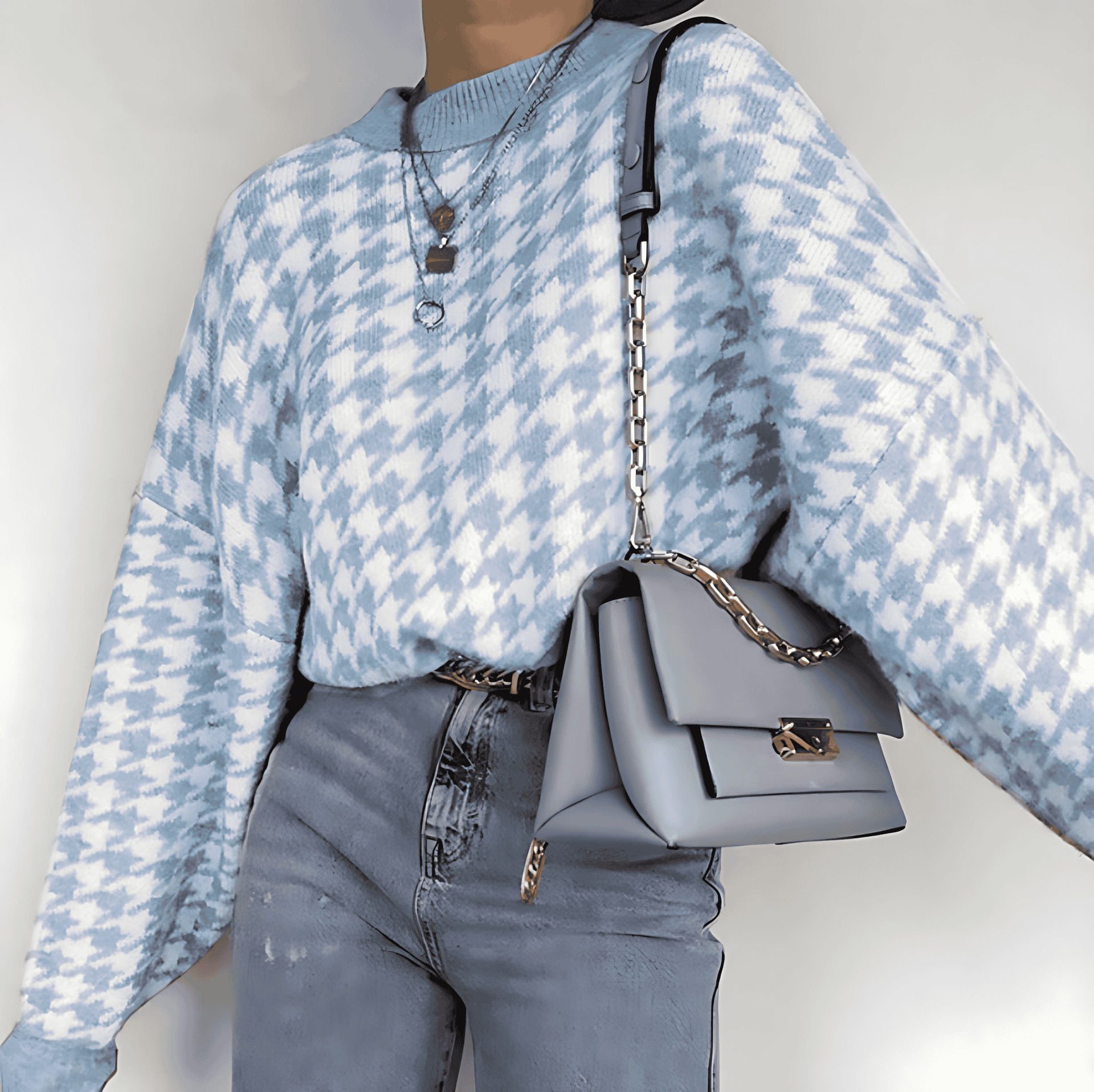 Damen - Freizeit Pullover - Karomuster Strickwaren - Bequeme Mode für Alltag und Freizeit