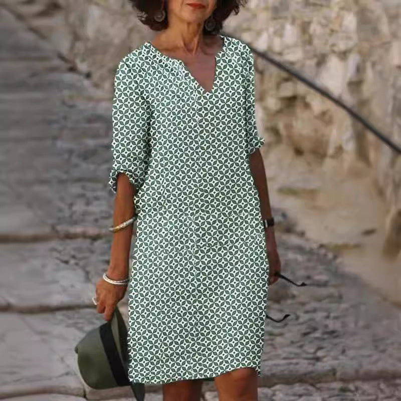 Damen - Freizeitkleid - Leicht Stoff - Lockerer Schnitt - Bequem für Jeden Tag - Ideal für Ihren Alltag