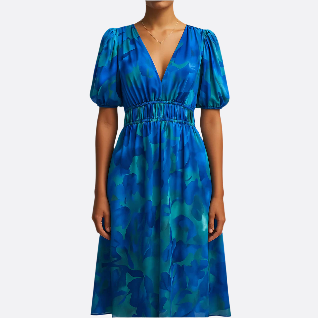 Damen - Freizeitkleid mit V-Ausschnitt - Weicher Stoff - Bequemen Alltagsstil - Ideal für jede Gelegenheit