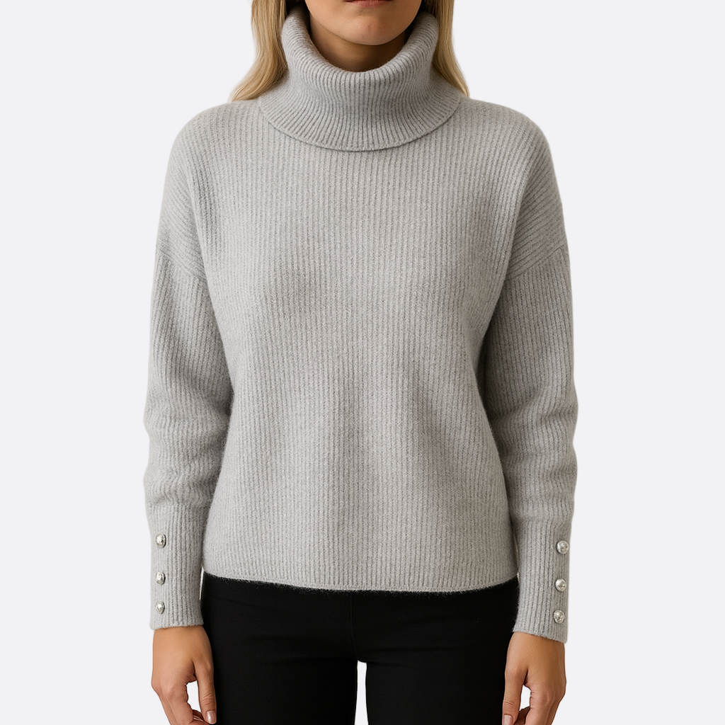 Damen - Gerippter Rollkragenpullover - Rippenstrick - Komfortable Übergröße - Stilvoll und Warm