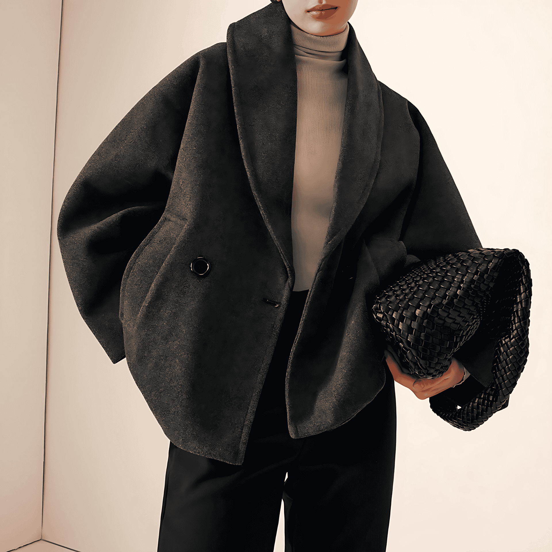 Damen - Klassischer Tweed Mantel - Kurzer Stil - Eleganter und zeitloser Look für jede Gelegenheit