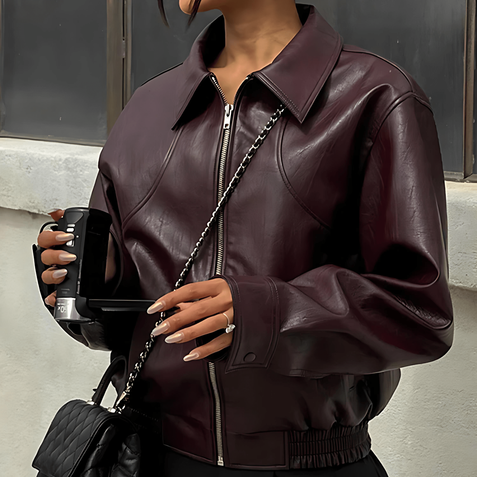 Damen - Kunstlederjacke - Biker Style - Trendy & Robust für jeden Anlass