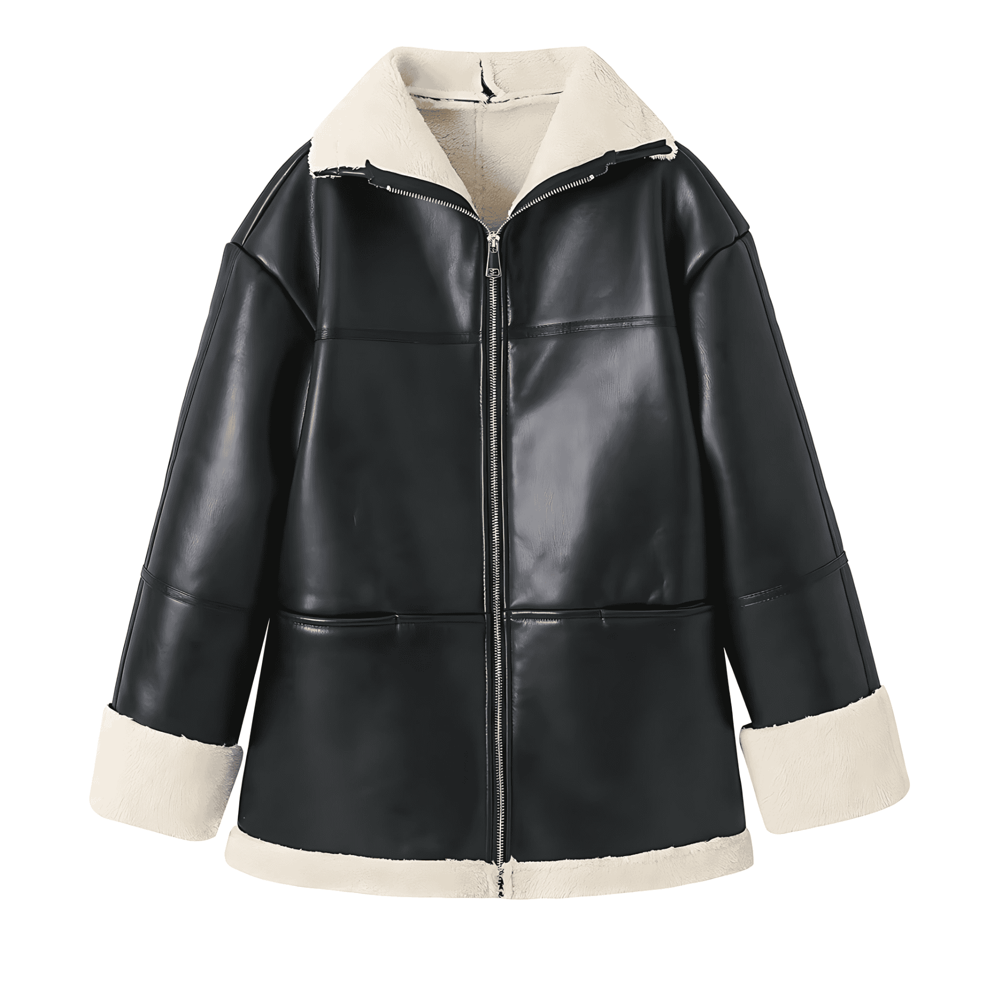 Damen - Kunstlederjacke - Fleecefutter - Stylisch und Bequem für jede Gelegenheit