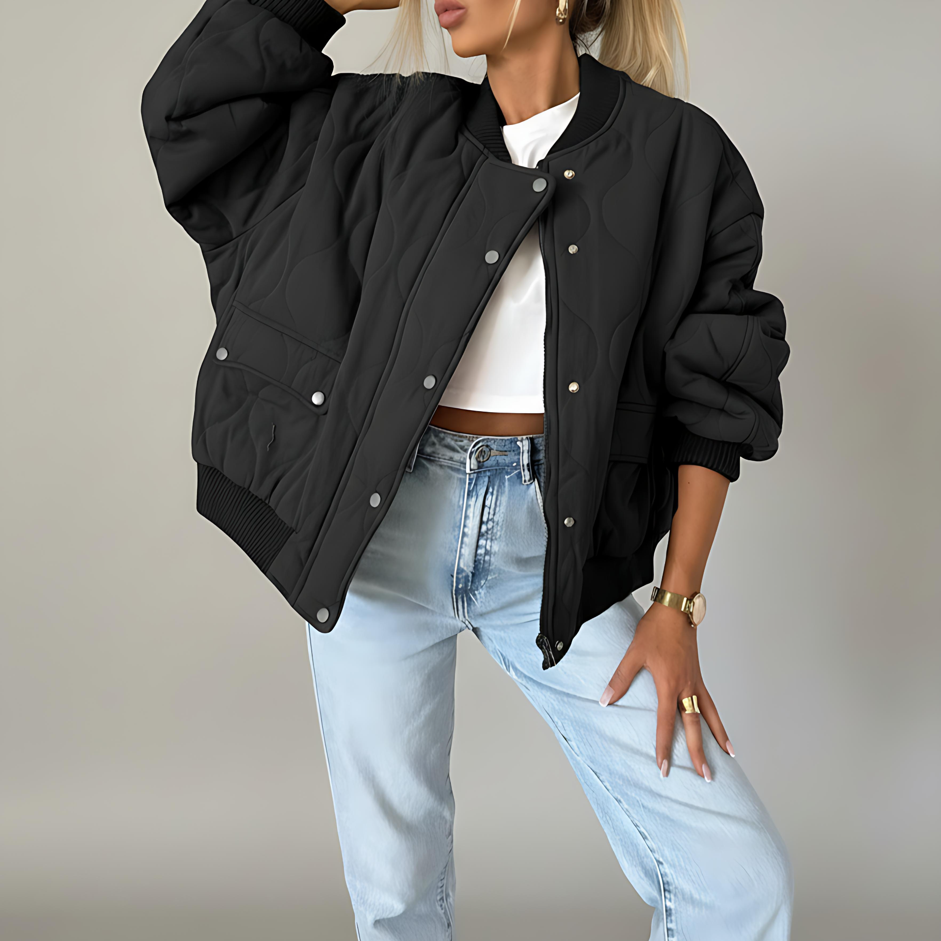 Damen - Lässige Komfort Steppjacke - Vielseitig, Bequem und Stilvoll für jeden Anlass