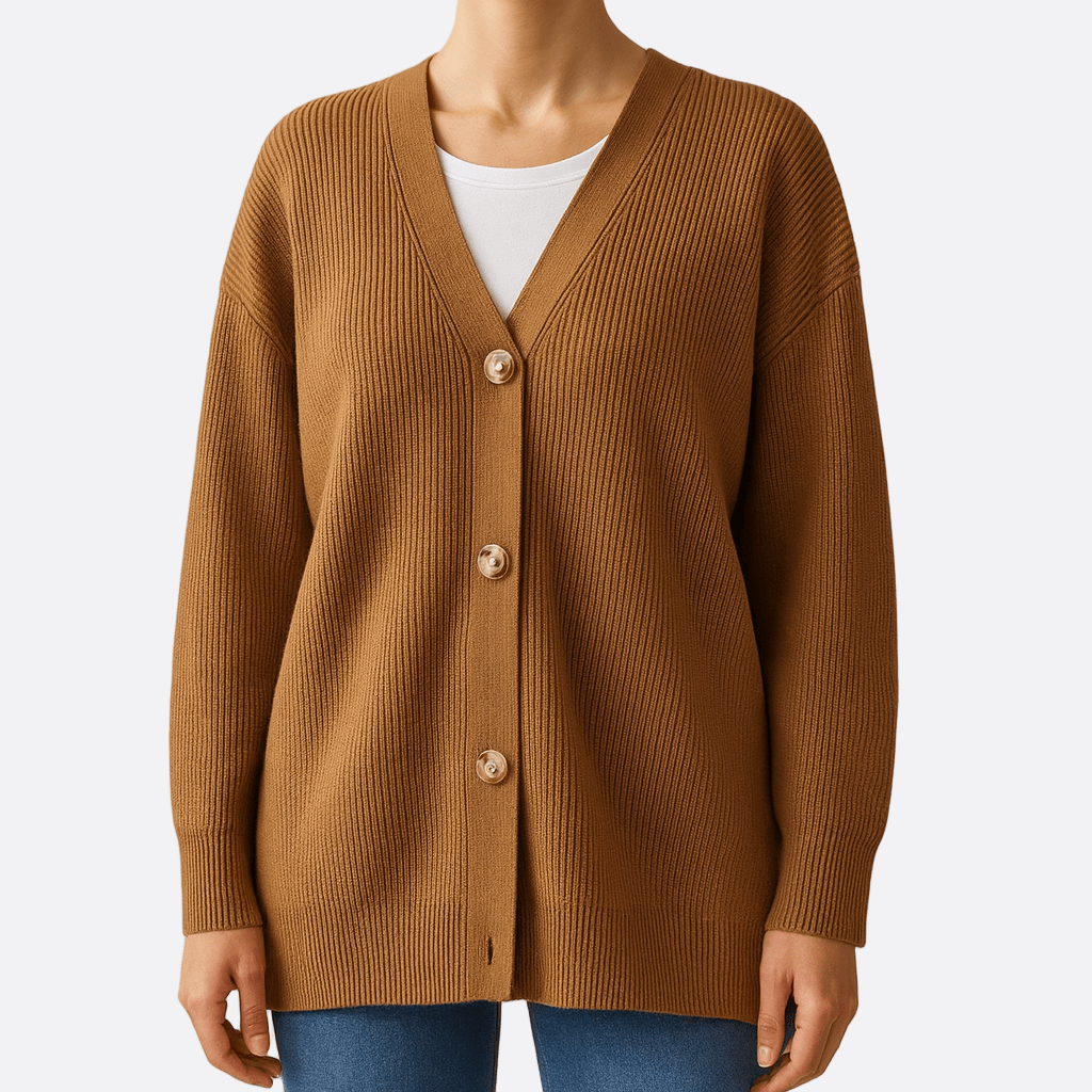 Damen - Lässige Strickjacke - Weichem Material - Rippstrickstruktur - Perfekt für den Herbststil