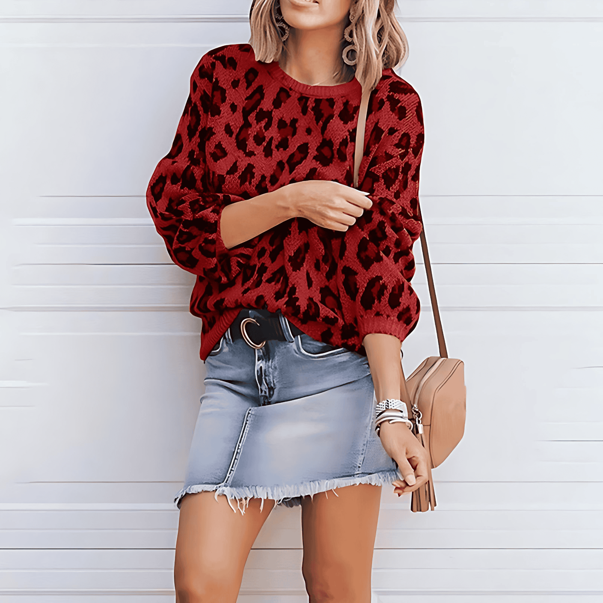 Damen - Lässiger Pullover - Modernem Tierprint - Bequemer Stoff - Trendiges Outfit für jeden Anlass