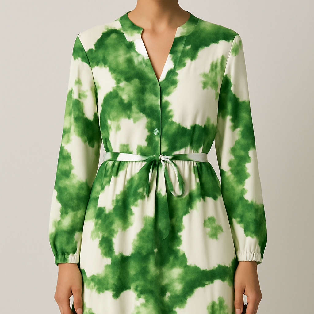 Damen - Maxikleid - Weichem Stoff - Fließendes Design mit langen Ärmeln und V-Ausschnitt - Stilvoll für jeden Anlass
