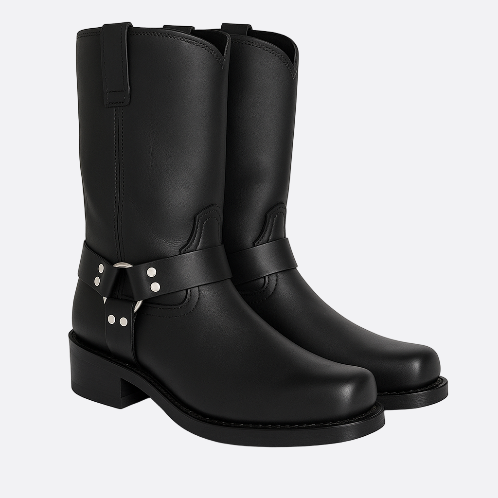 Damen - Mid-Calf Stiefel - Schnalle - Stylischer Harness-Look für jeden Anlass