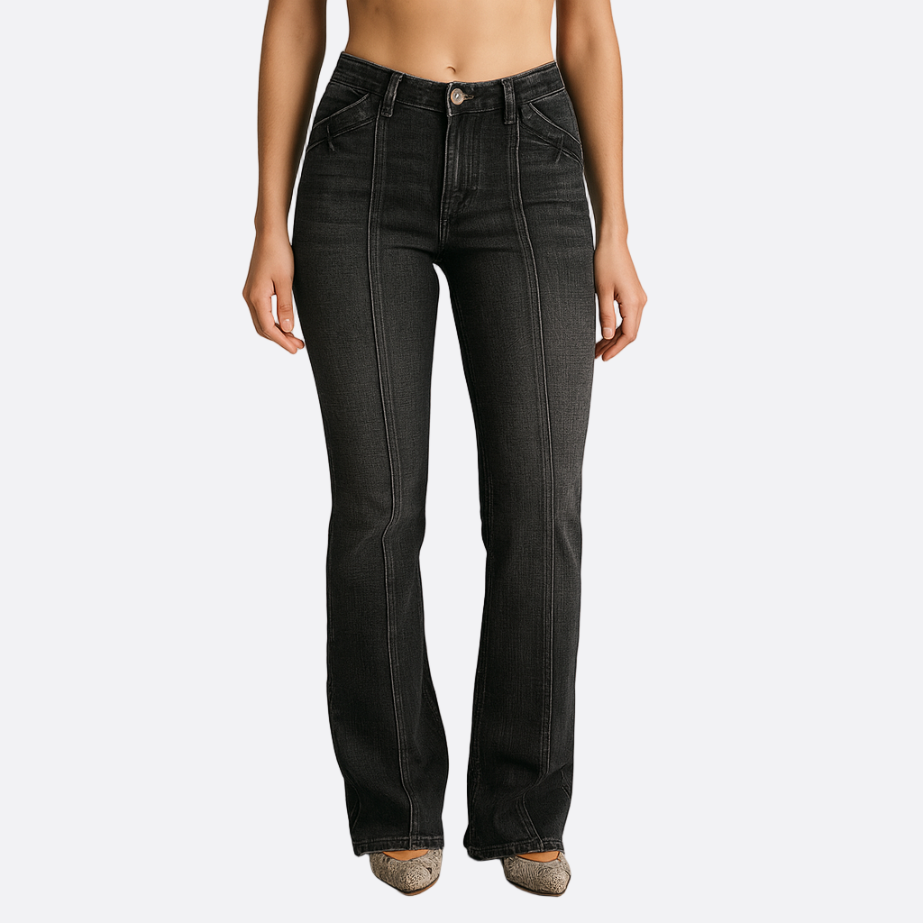 Damen - Mid-Rise Flared Jeans - Vordere Naht Detail - Stylische und bequeme Jeans für jeden Anlass
