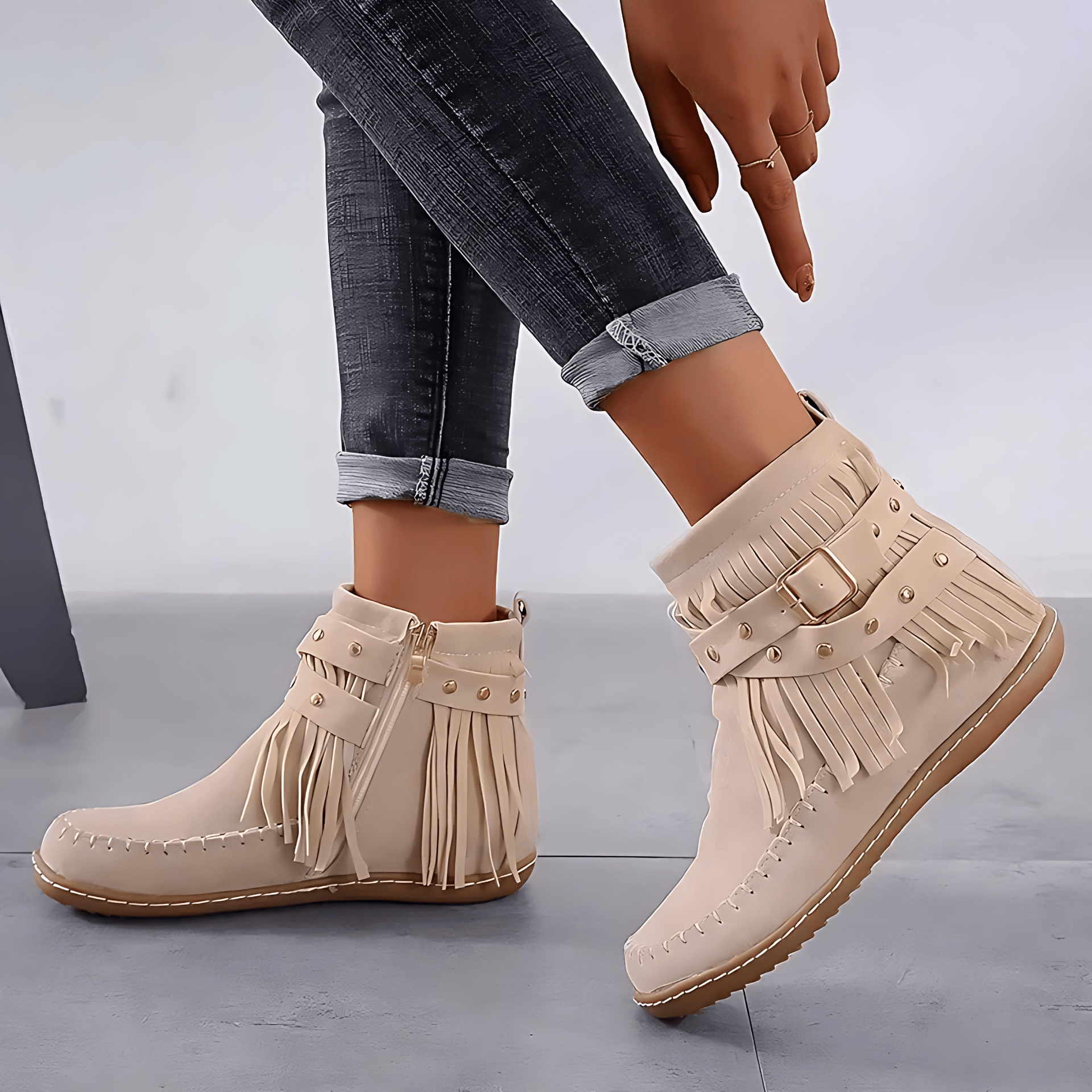 Damen - Mokassin Stiefeletten - Weiches Wildleder - Elegante und Bequeme für jeden Anlass