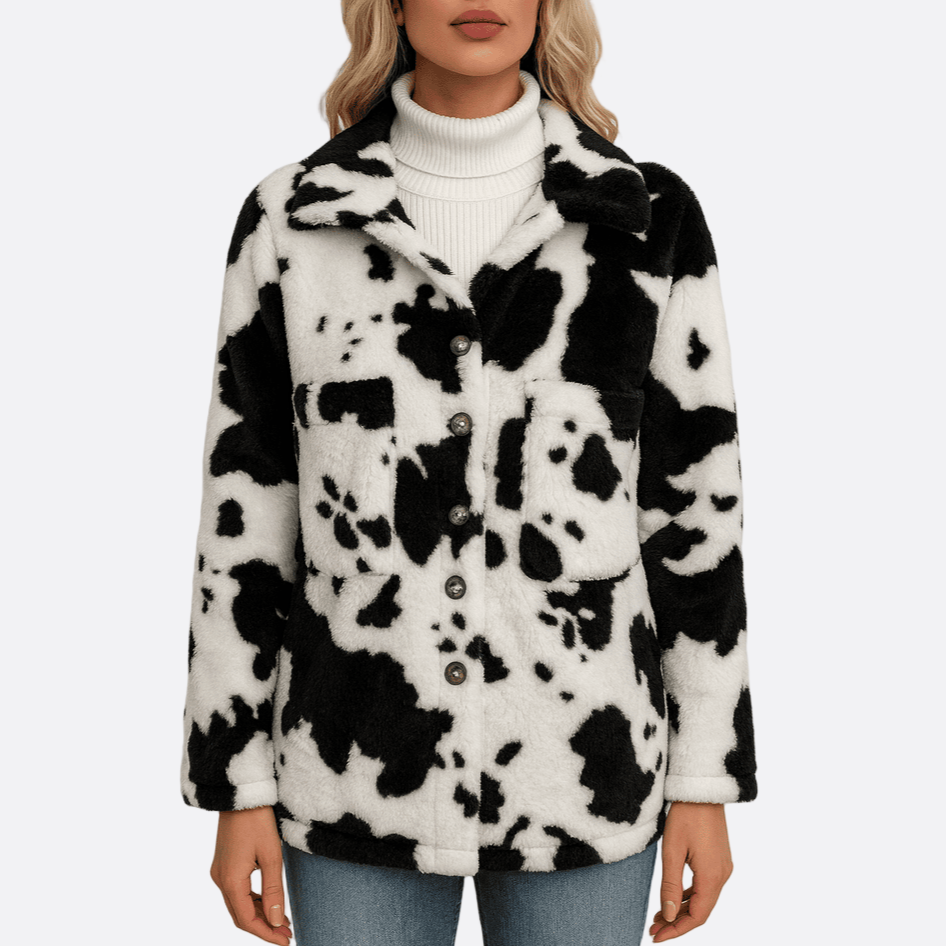 Damen - Plüsch Fleece Overshirt Jacke - Entspannte Passform - Perfekt für Lagenlooks und Komfort