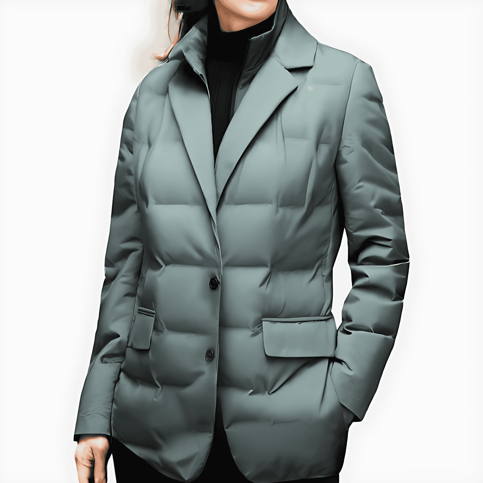Damen - Puffer Blazer Jacke - Stil mit gekerbtem Revers - Modische und warme Übergangsjacke