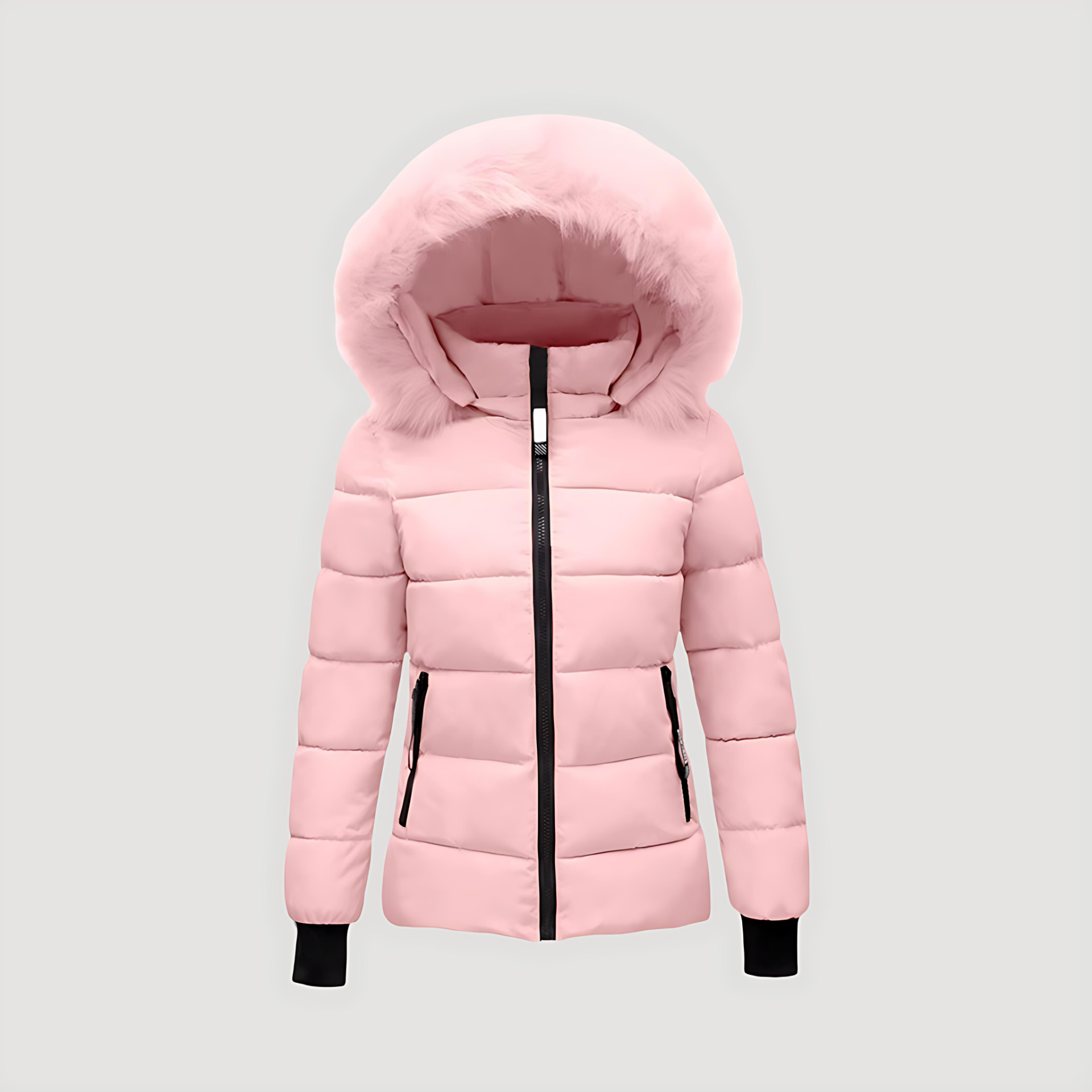 Damen - Pufferjacke - Pelzmantel mit Kapuze und Wattierung - Stylische und warme Winterjacke