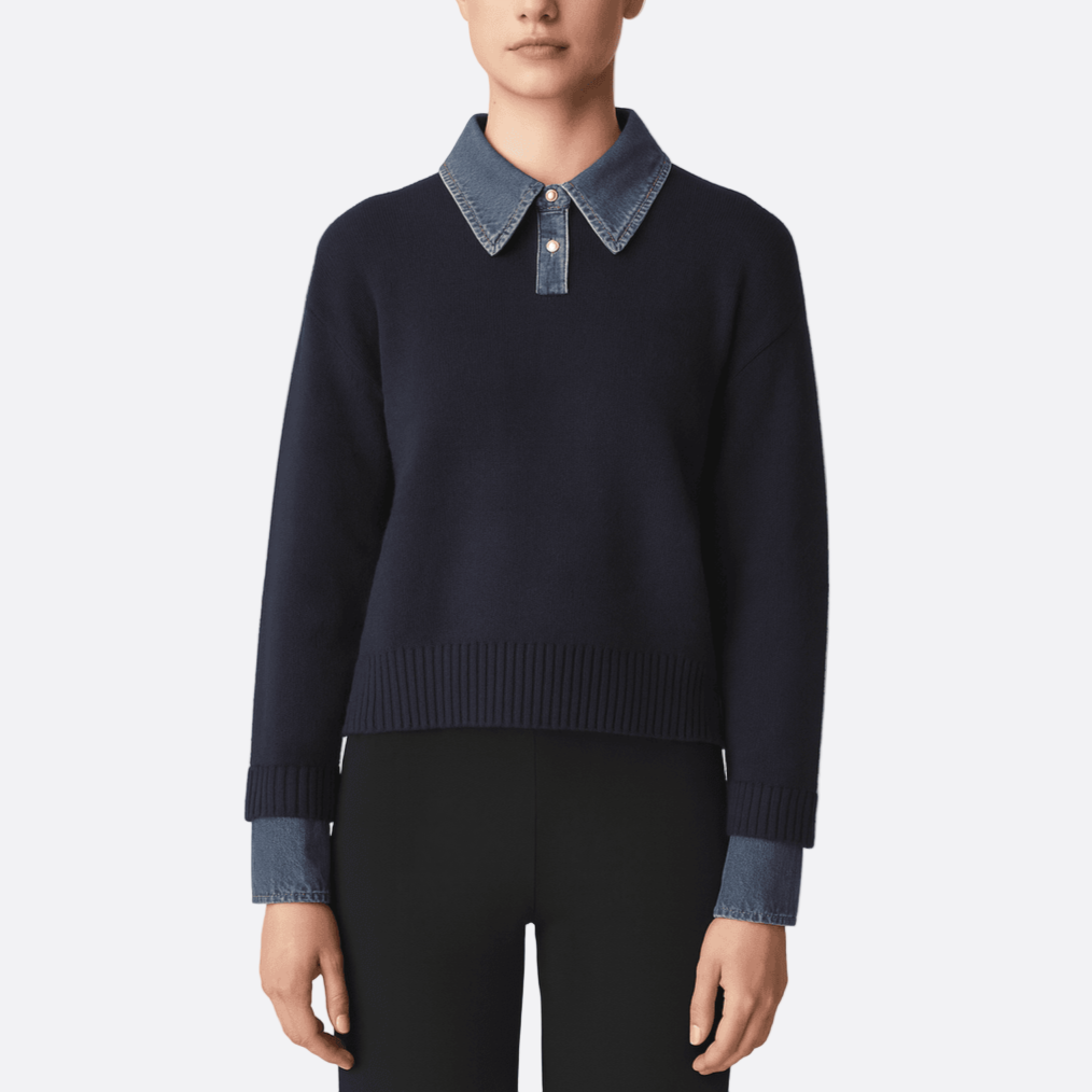 Damen - Pullover - Denim - Entspanntem Strick - Bequemer Stil für jede Gelegenheit