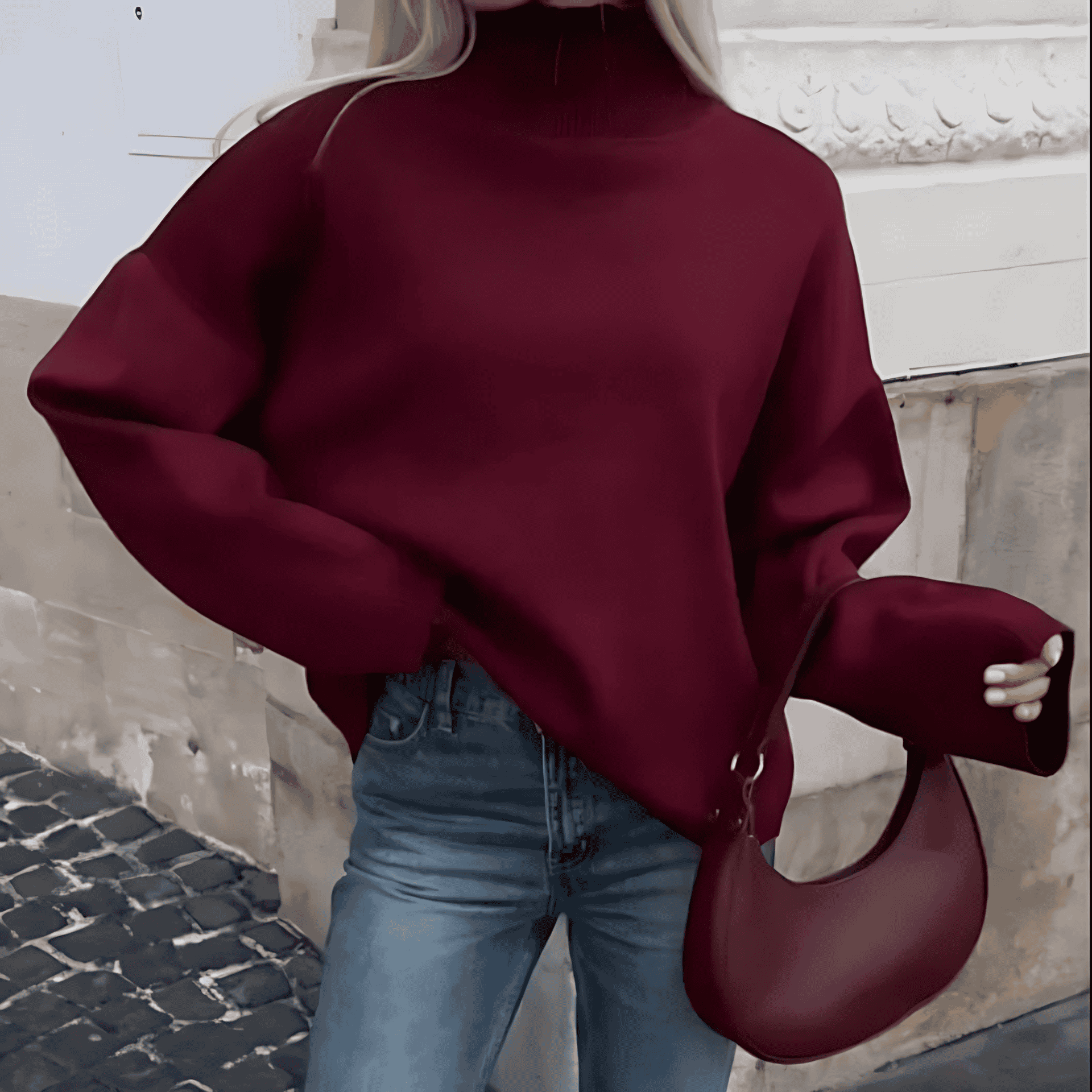 Damen - Pullover - Hohem Kragen - Übergröße - Gemütlicher Stil für jeden Anlass